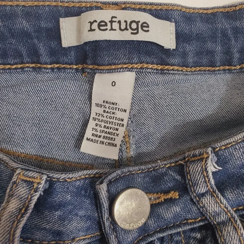Refuge | Raw Hem Trashed Distressed Denim Jean Shorts High Waist